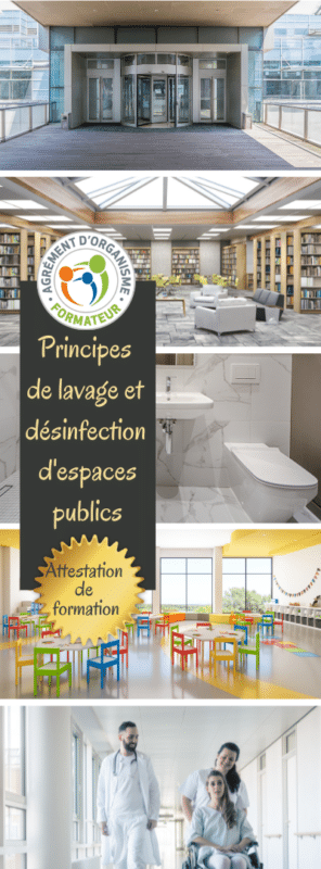 Principes de lavage et désinfection d'espaces publics